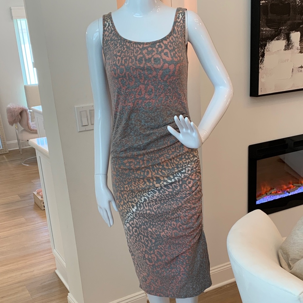 Skinnygirl Leopard Print Midi Dress - Coral & Gray